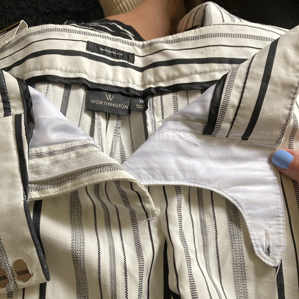 Worthington black and white striped dress pants NWT size 10-12 work pants - Picture 3 of 4